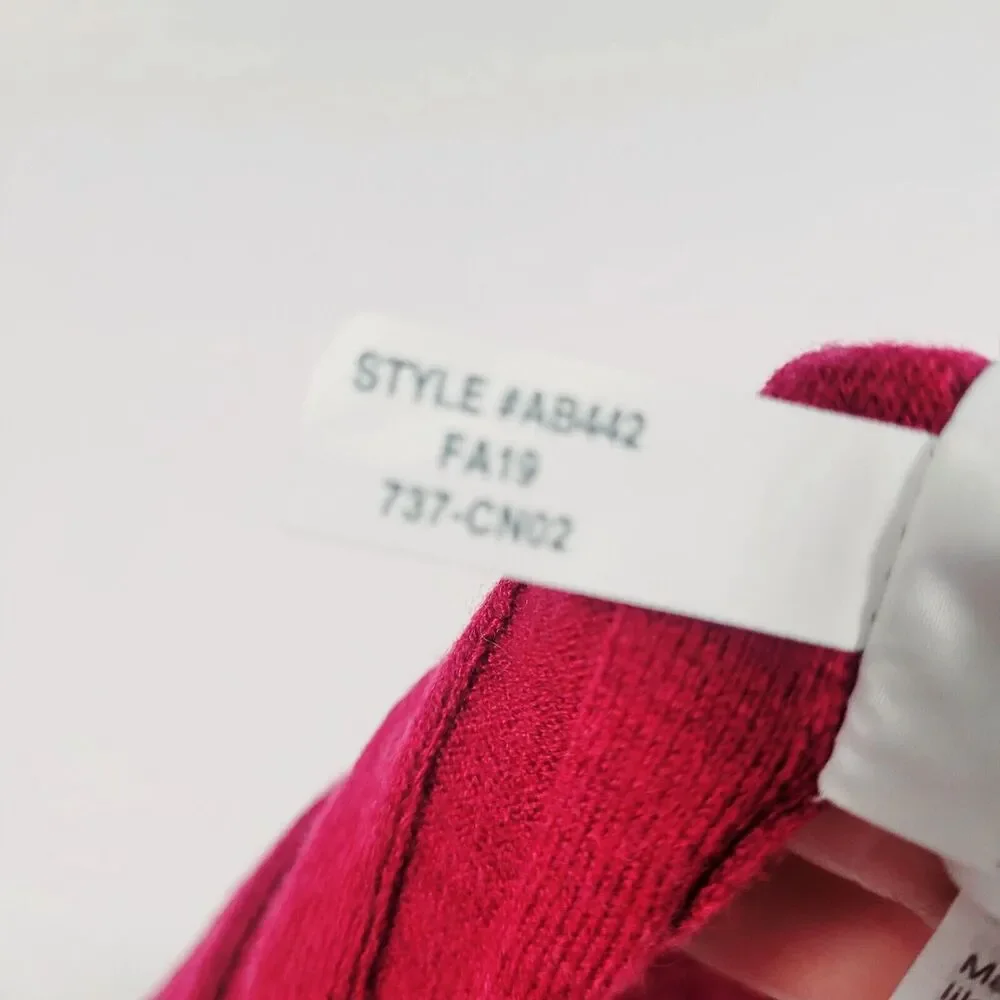 J Crew‎ Ribbed Bodycon Turtleneck Top Stretch wool Knit Fuchsia Layering OS Y2K